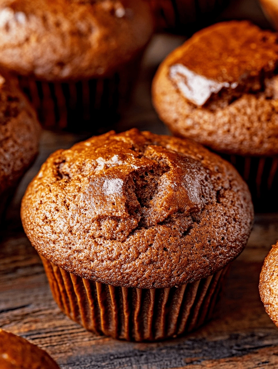 Close-up of a golden pumpkin muffin with a cracked top on a rustic wooden surface.