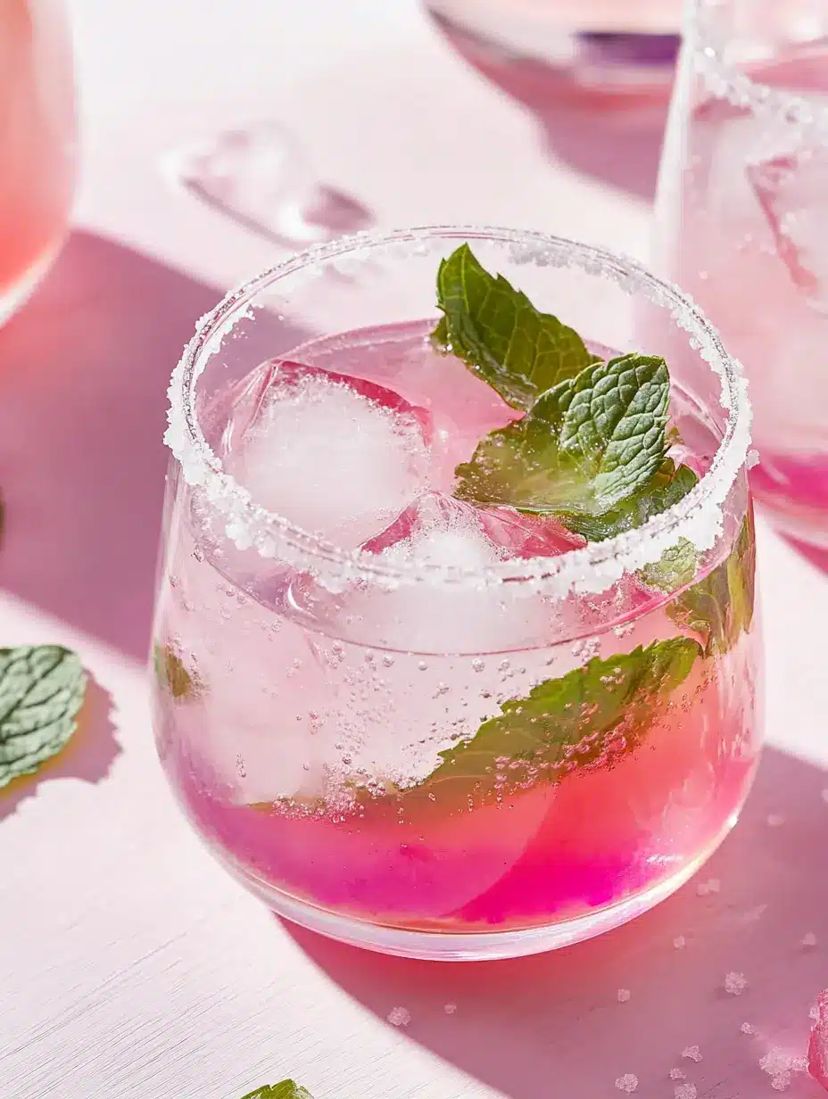 Chilled glass of pink salt and vinegar recipe with ice cubes and mint — Pink Salt and Vinegar Recipe That Actually Helps with Weight Loss