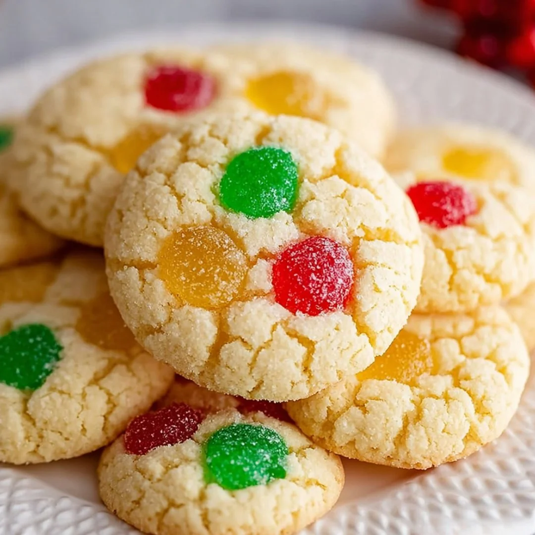 Delicious Retro Christmas Gumdrop Cookies with colorful gumdrops