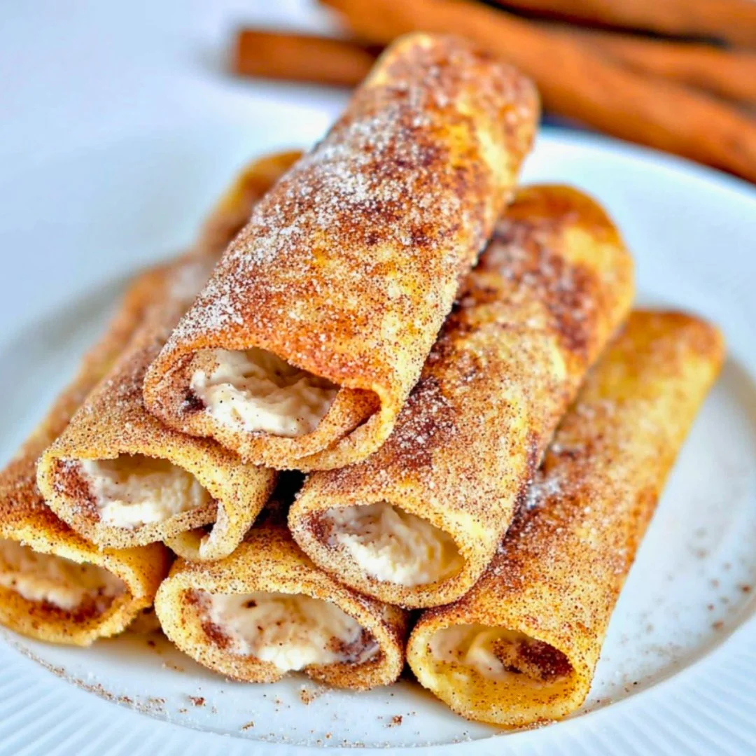 Crispy Keto Cinnamon Cream Cheese Roll Ups on a plate