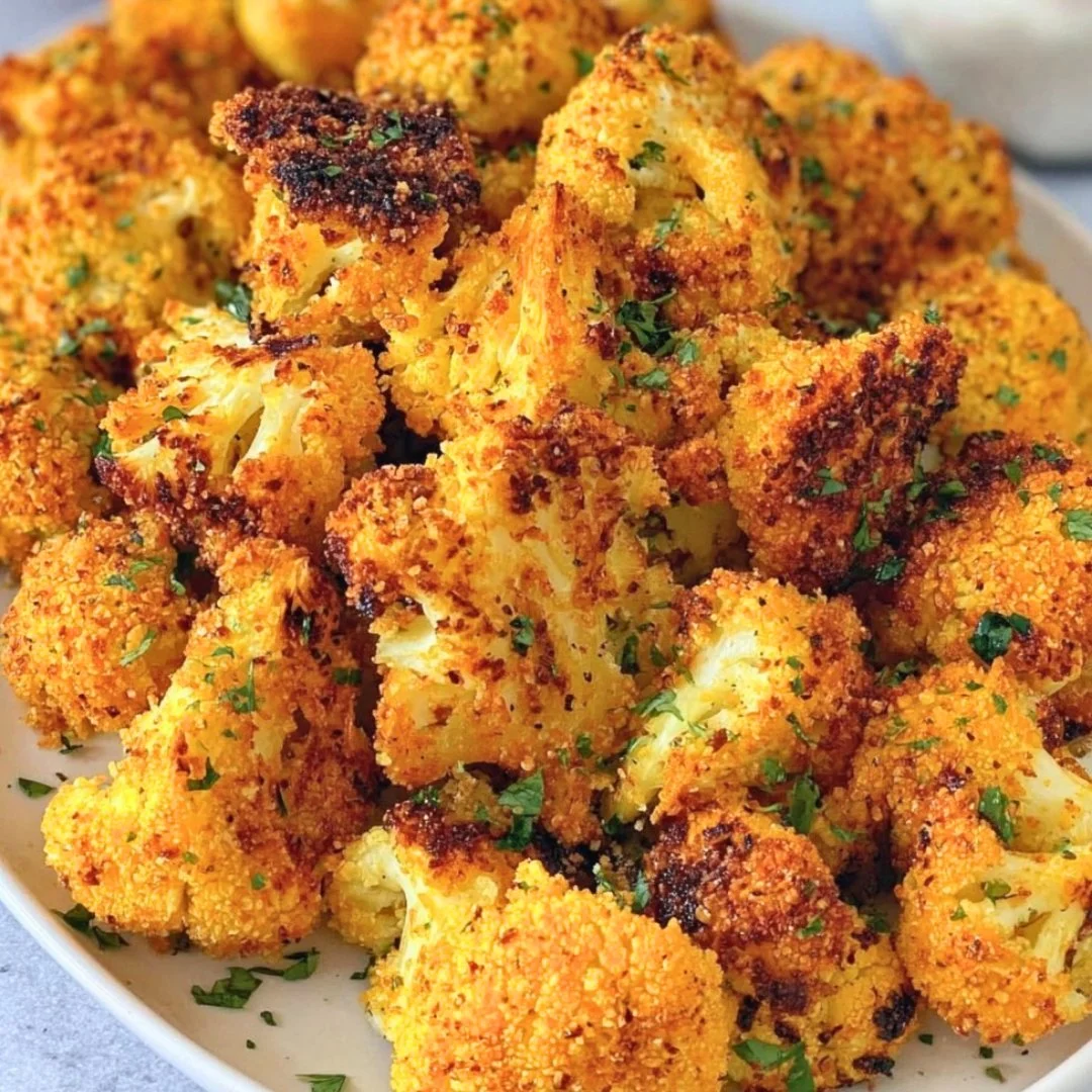 Crispy Parmesan Cauliflower Bites served on a plate