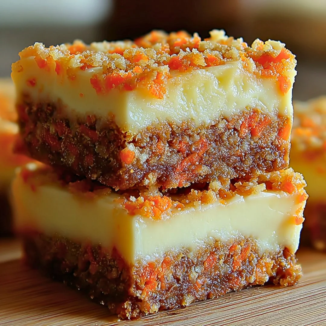 Delicious carrot cake cream cheese bars topped with creamy frosting