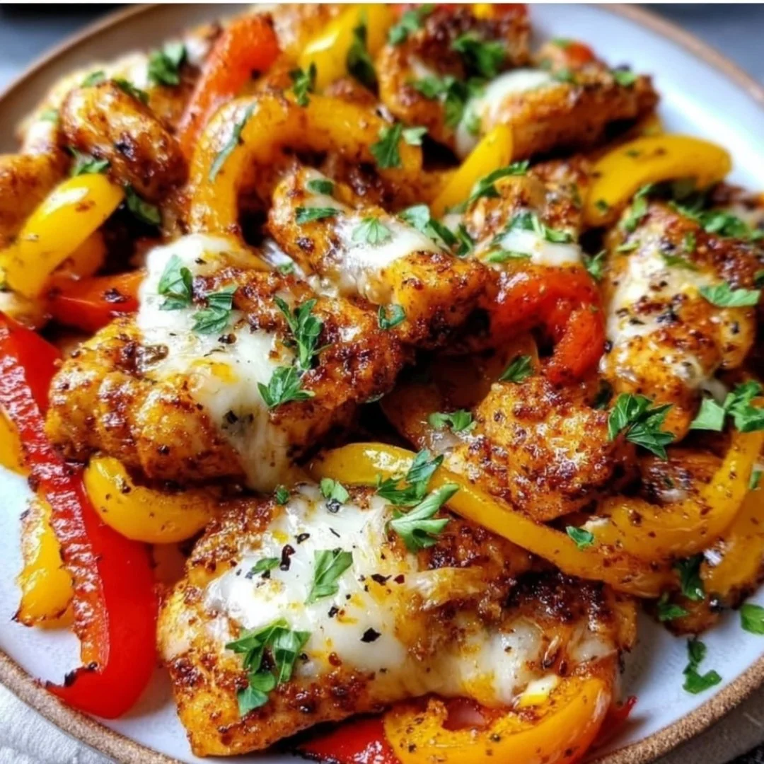Cajun Chicken with Bell Peppers ready to serve in a vibrant dish