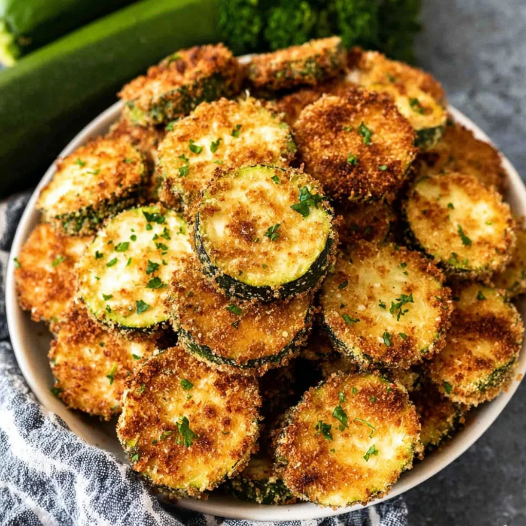 Crispy fried zucchini served as an appetizer, showcasing golden-brown texture.
