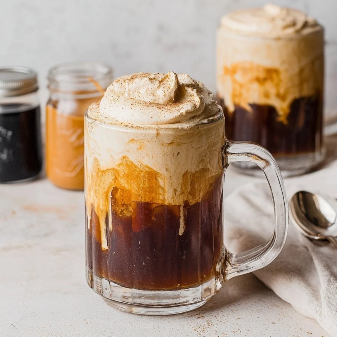 Delicious Pumpkin Cream Cold Foam topping a warm fall coffee drink